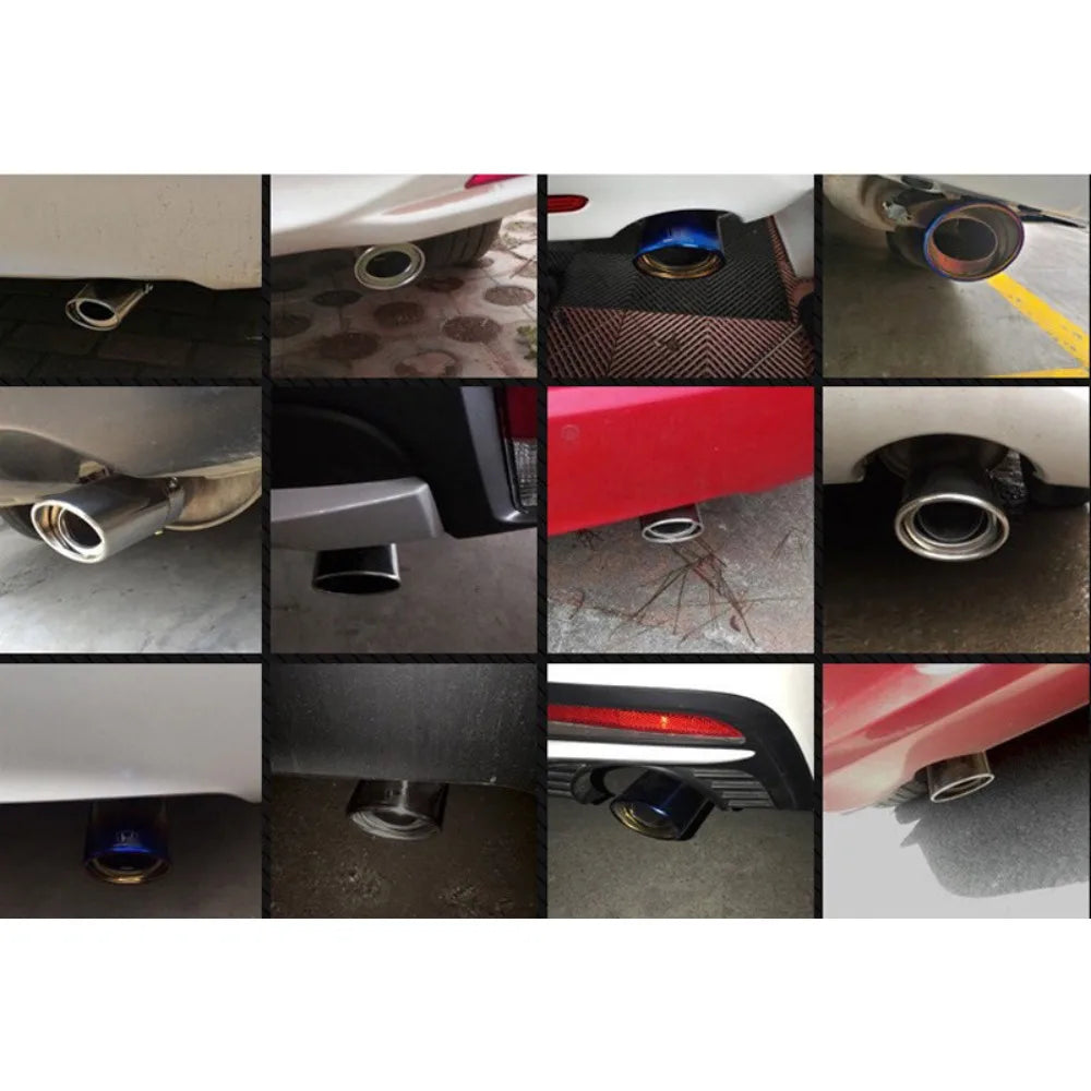 1PC 2.5" Inlet Car Auto Exhaust Muffler Tip Pipe Stainless Steel Chrome Trim Rear Tail Throat for Most