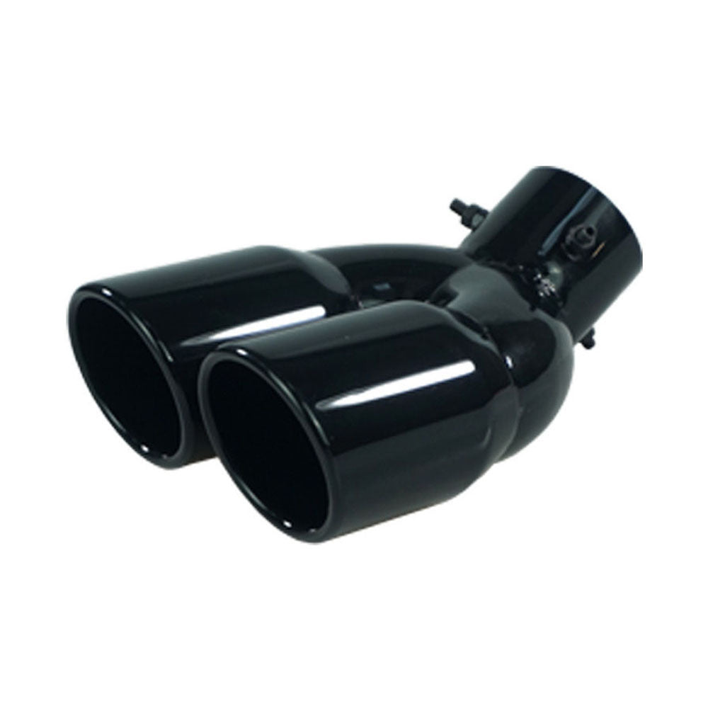 RESO Universal Car 63mm Inlet Diameter 76mm Outlet Double-Barrel Rear Exhaust Tip Tail Pipe Muffler Stainless Steel