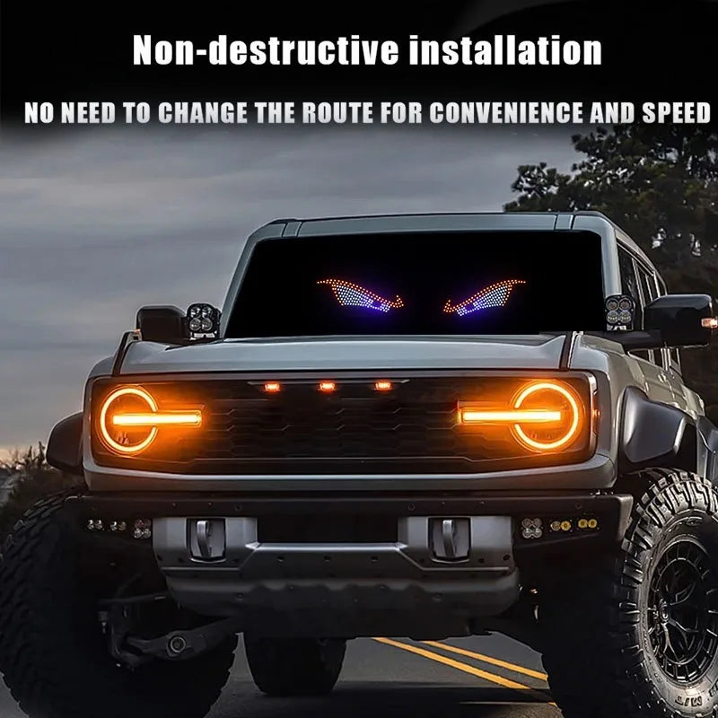 Car Back Window expression lights LED Strips Light Panel Car Windshield Display Devil's Eye Decorative Lamps USB Plug Lighting