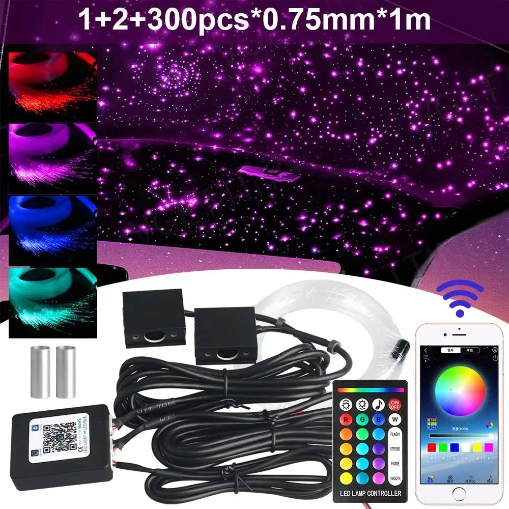 RGBW 1/2/4/6 split machine Car Roof Star Light APP Control Fiber Optic Star Ceiling Light Starry Sky ceiling for Car Home