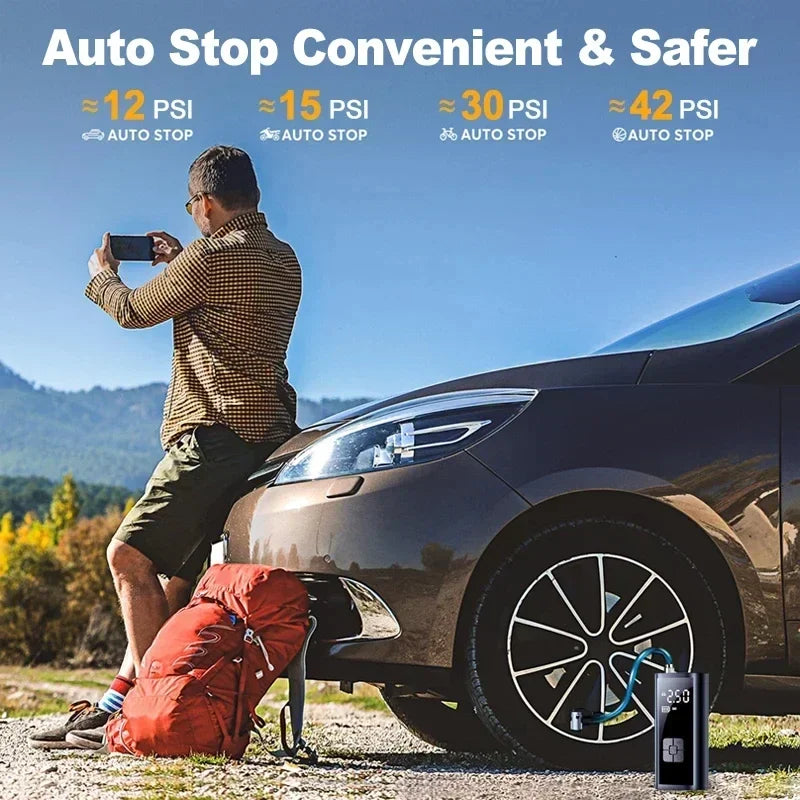 LEIBOO Portable Car Tire Inflator Fast Air Compressor with Accurate Pressure - for Motorcycle/Bicycle/Ball Quick Inflation Pump