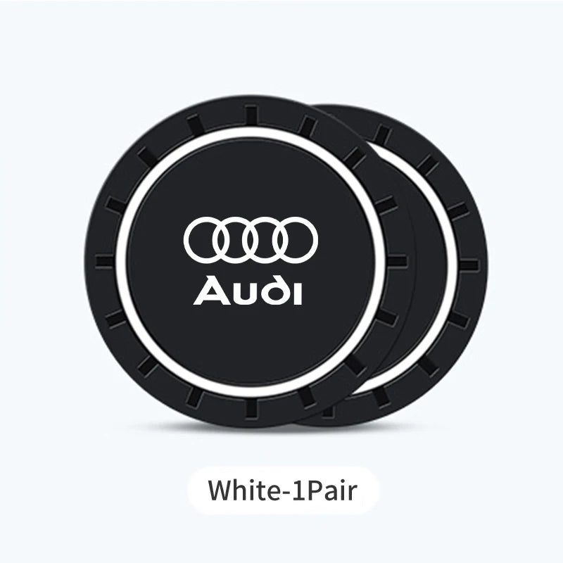 2Pcs Car Water Cup Mat Carbon Fiber Bottle Holder Pad Anti-slip For Audi A1 A3 A4 A5 A6 A7 A8 Q2 Q3 Q5 Q7 Q8 Quattro S7 S8 S3 S4