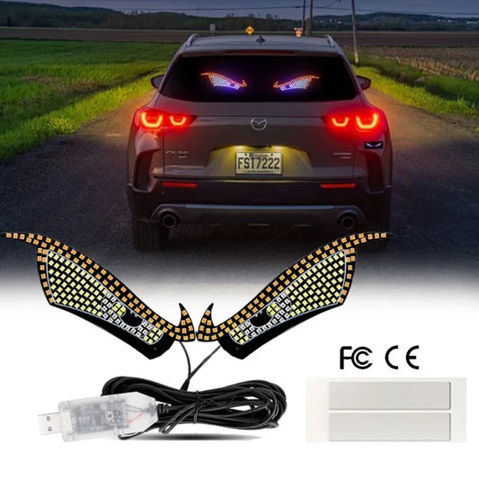 Car Back Window expression lights LED Strips Light Panel Car Windshield Display Devil's Eye Decorative Lamps USB Plug Lighting