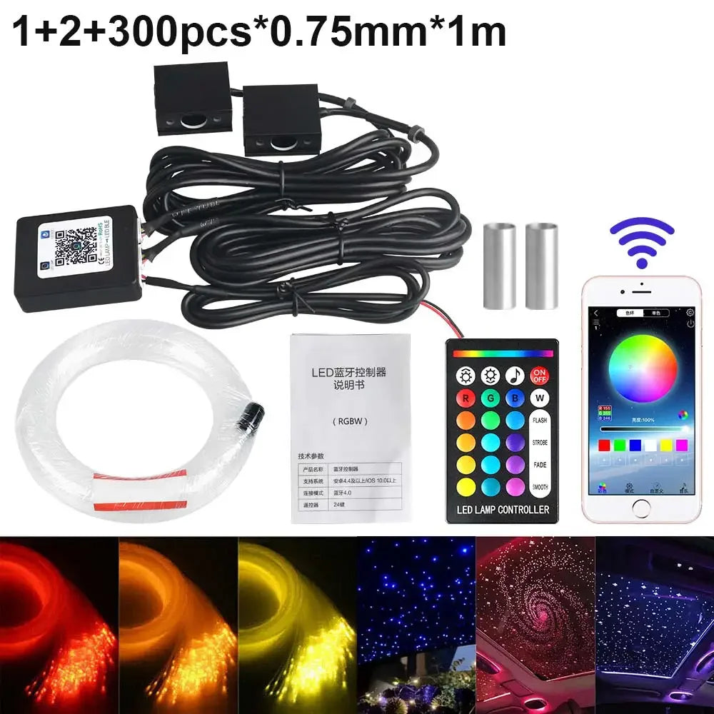 RGBW 1/2/4/6 split machine Car Roof Star Light APP Control Fiber Optic Star Ceiling Light Starry Sky ceiling for Car Home