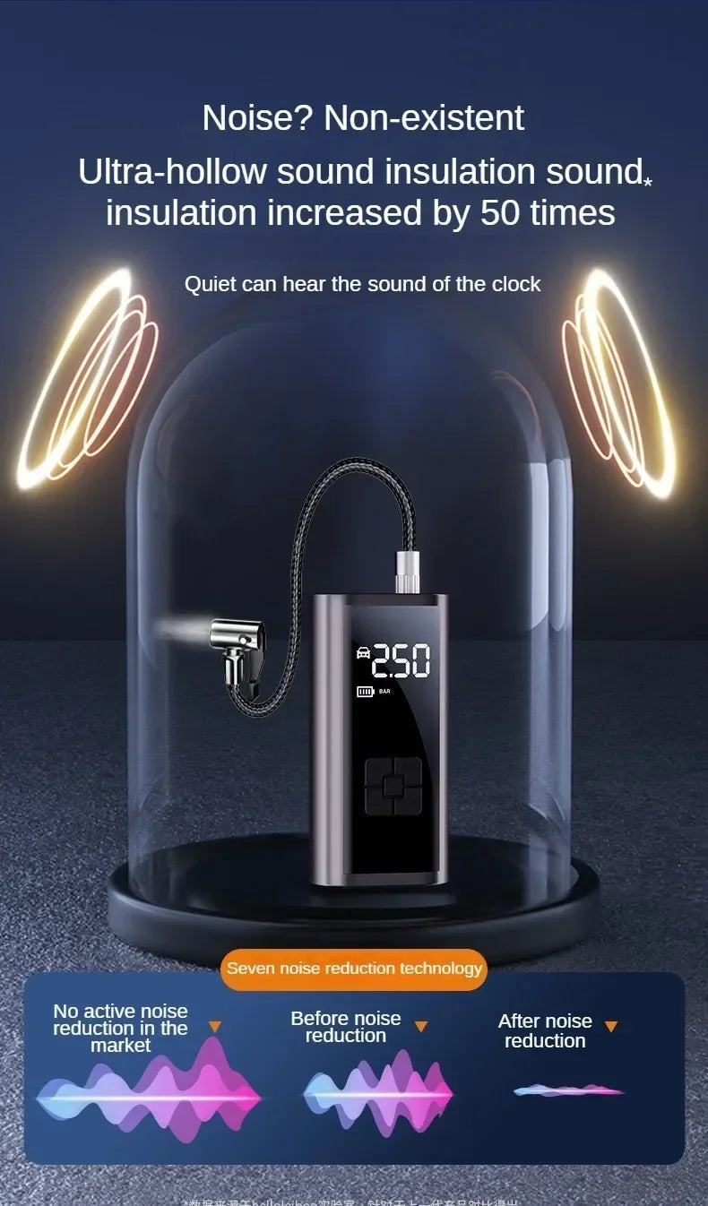 LEIBOO Portable Car Tire Inflator Fast Air Compressor with Accurate Pressure - for Motorcycle/Bicycle/Ball Quick Inflation Pump