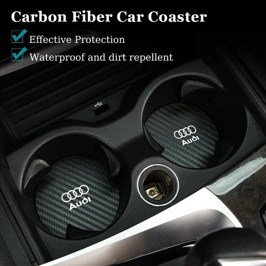 2Pcs Car Water Cup Mat Carbon Fiber Bottle Holder Pad Anti-slip For Audi A1 A3 A4 A5 A6 A7 A8 Q2 Q3 Q5 Q7 Q8 Quattro S7 S8 S3 S4