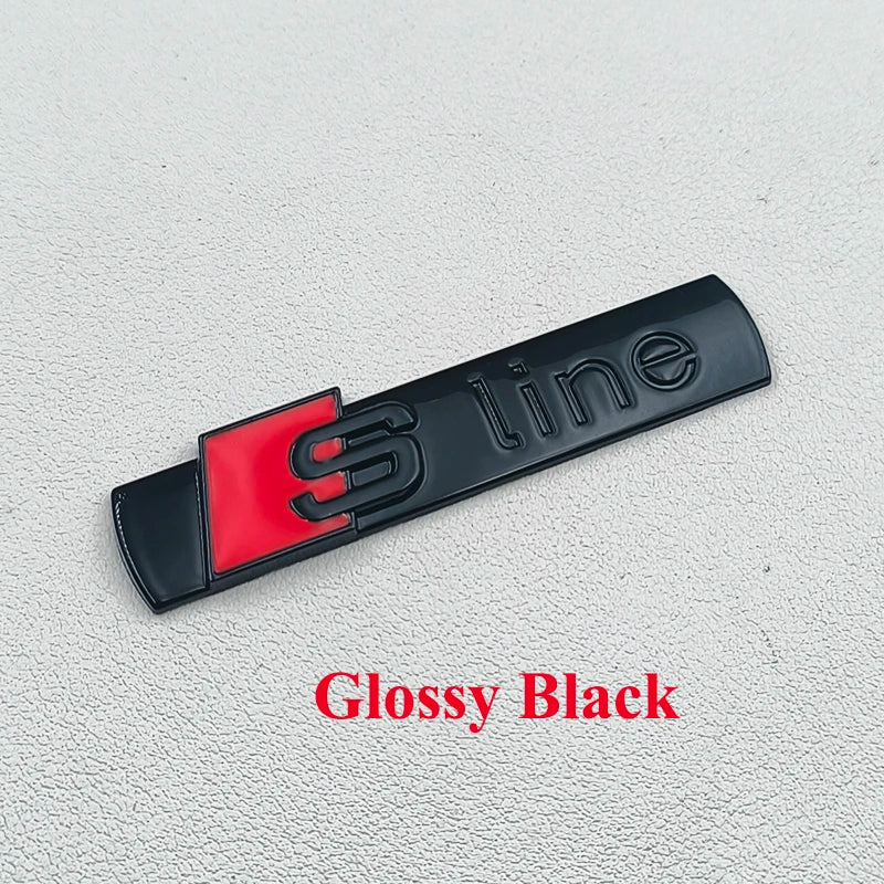 3D Metal Sline Logo S Line Emblem Car Fender Side Badge For Audi A1 A2 A3 A4 A5 A6 A7 A8 TT S3 S4 S5 S6 S7 Q2 Q3 Q5 Q7 Q8 RS3 R8