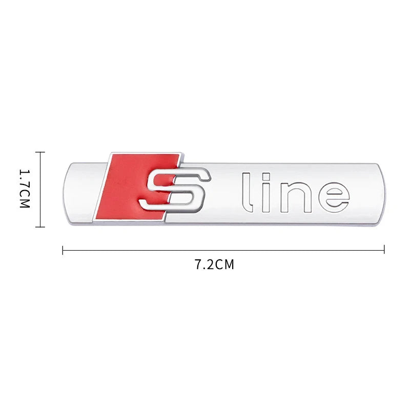 3D Metal Sline Logo S Line Emblem Car Fender Side Badge For Audi A1 A2 A3 A4 A5 A6 A7 A8 TT S3 S4 S5 S6 S7 Q2 Q3 Q5 Q7 Q8 RS3 R8