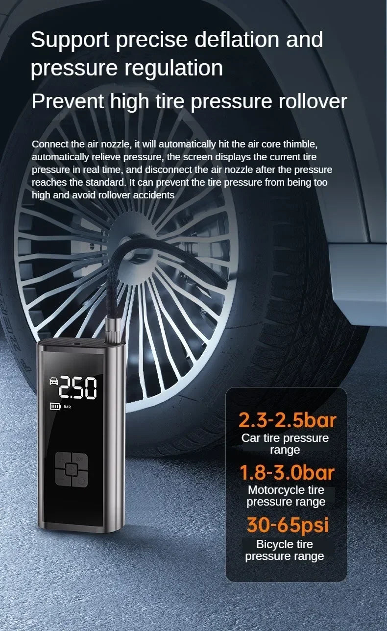 LEIBOO Portable Car Tire Inflator Fast Air Compressor with Accurate Pressure - for Motorcycle/Bicycle/Ball Quick Inflation Pump
