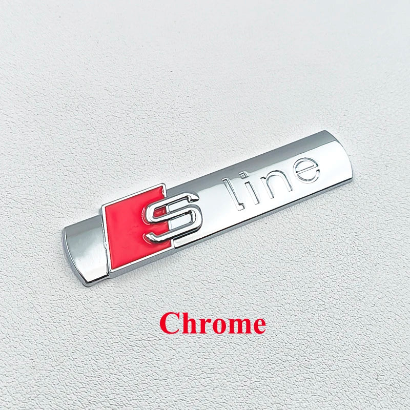 3D Metal Sline Logo S Line Emblem Car Fender Side Badge For Audi A1 A2 A3 A4 A5 A6 A7 A8 TT S3 S4 S5 S6 S7 Q2 Q3 Q5 Q7 Q8 RS3 R8