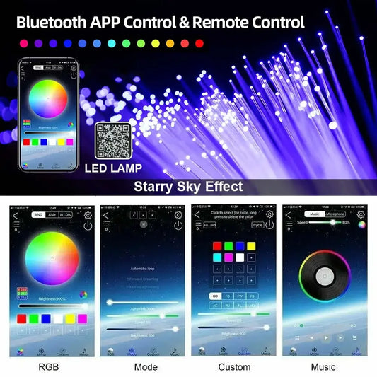 RGBW 1/2/4/6 split machine Car Roof Star Light APP Control Fiber Optic Star Ceiling Light Starry Sky ceiling for Car Home