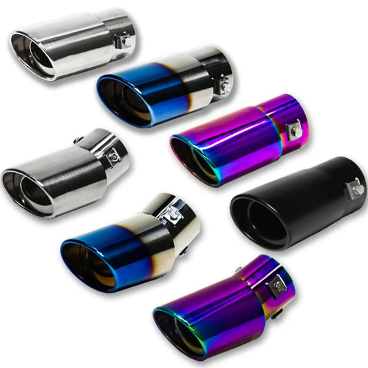 1PC 2.5" Inlet Car Auto Exhaust Muffler Tip Pipe Stainless Steel Chrome Trim Rear Tail Throat for Most