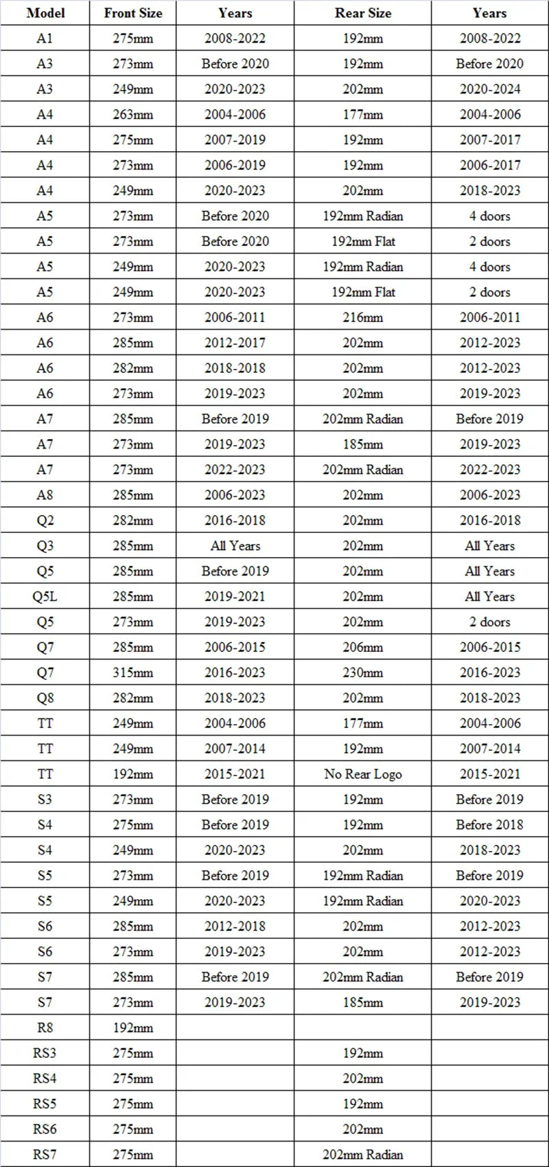 4 Rings ABS Car Front Hood Emblem Bonnet Logo Rear Trunk Badge For Audi A3 A4 A5 A6 A7 A1 A2 Q2 Q3 Q4 Q5 Q7 Q8 TT S3 S4 S5 S6 S7