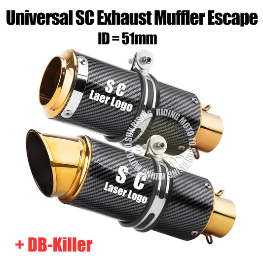 Gold Color 51mm Universal sc Motorcycle Exhaust Muffler Escape for Kawasaki Yamaha Honda Suzuki Motorcycle GP-project Accessorie